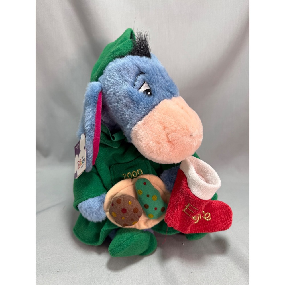 Disney Store Exclusive 2000 Eeyore Plush Ear Tag Christmas Holiday Vintage 13"
